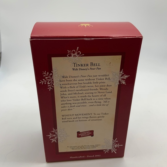 Hallmark Keepsake Tinker Bell Peter Pan Wind Up Motion Ornament and Card 2002 - Picture 13 of 16